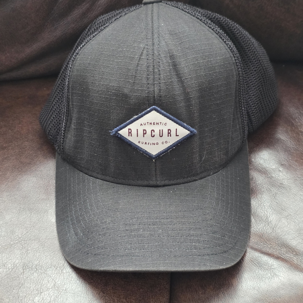 Rip Curl Black Mesh-Back Baseball Cap with Diamond Logo Patch
